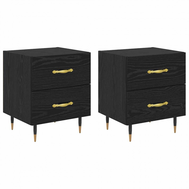 Szafka Nocna z szufladą 2 pcs Czarny Dąb 40 x 35 x 47,5 cm
