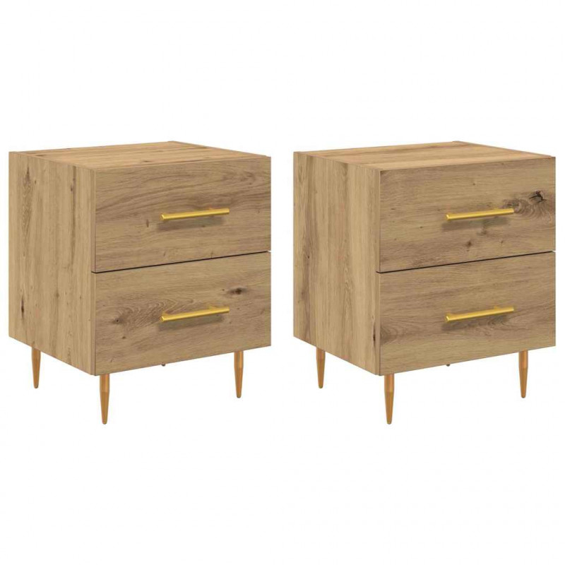 Szafka Nocna 2 pcs Dąb rzemieślniczy 40 x 35 x 47,5 cm
