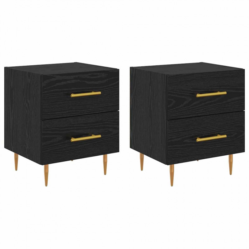 Szafka Nocna z szufladą 2 pcs Czarny Dąb 40 x 35 x 47,5 cm