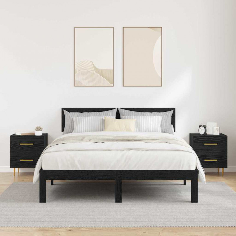 Szafka Nocna z szufladą 2 pcs Czarny Dąb 40 x 35 x 47,5 cm