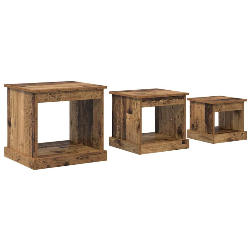 Stolik kawowy 3 pcs Stare drewno Materiał drewnopochodny