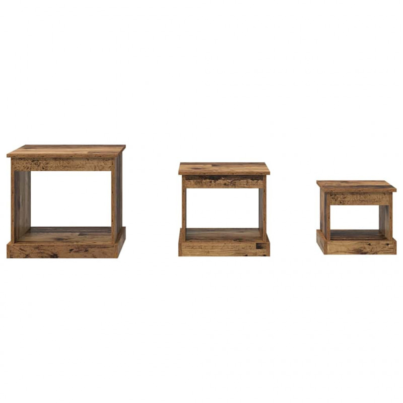 Stolik kawowy 3 pcs Stare drewno Materiał drewnopochodny