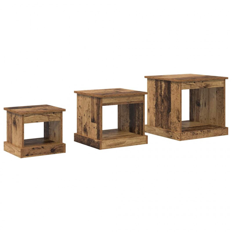 Stolik kawowy 3 pcs Stare drewno Materiał drewnopochodny
