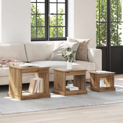 Stolik kawowy 3 pcs Dąb rzemieślniczy Materiał drewnopochodny