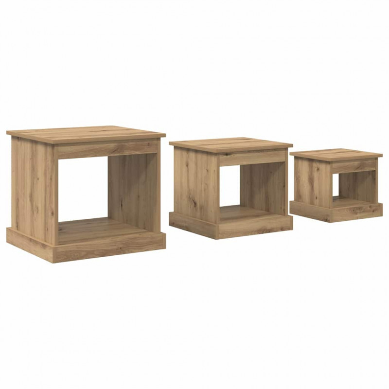 Stolik kawowy 3 pcs Dąb rzemieślniczy Materiał drewnopochodny