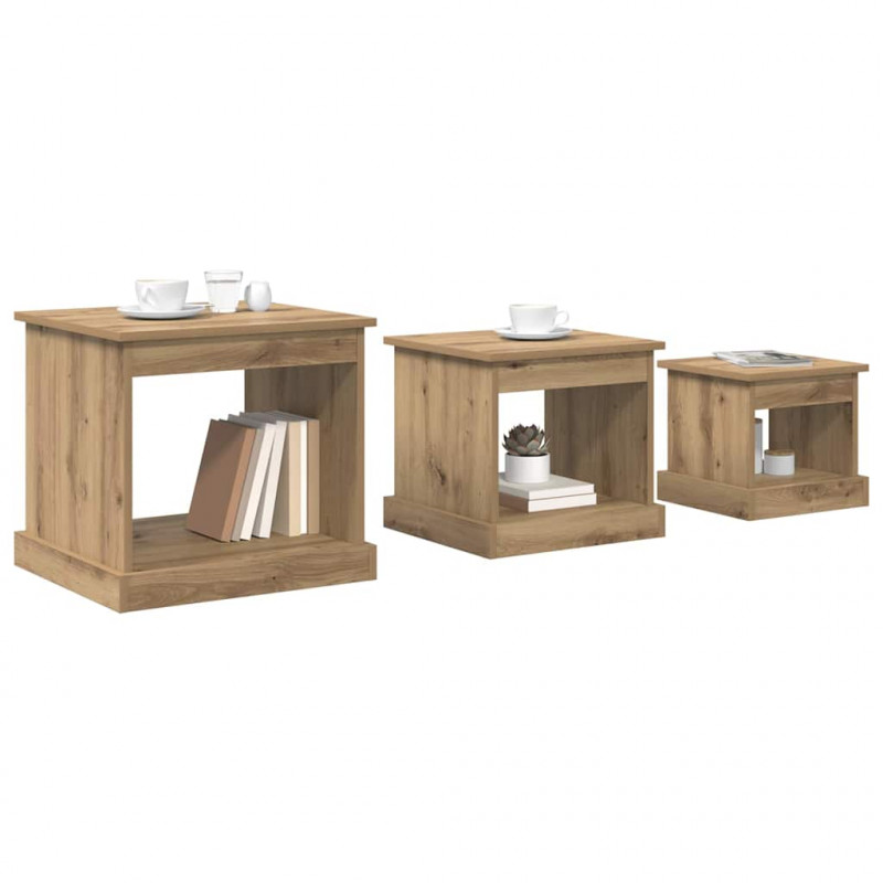 Stolik kawowy 3 pcs Dąb rzemieślniczy Materiał drewnopochodny