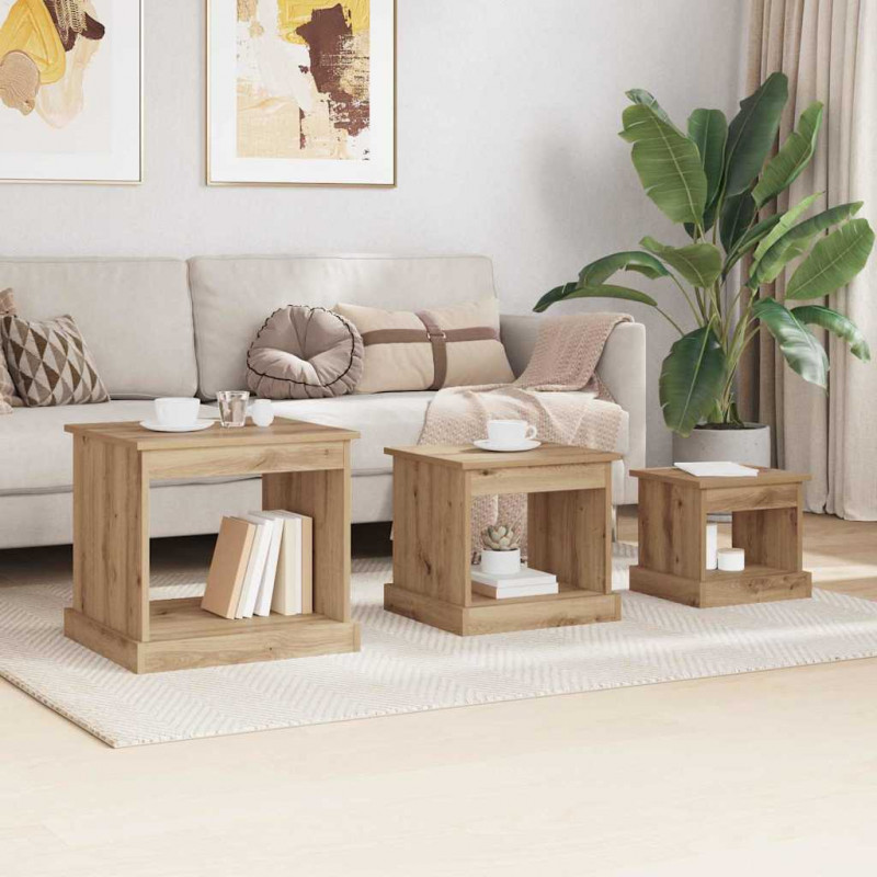 Stolik kawowy 3 pcs Dąb rzemieślniczy Materiał drewnopochodny