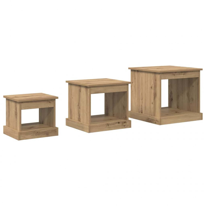Stolik kawowy 3 pcs Dąb rzemieślniczy Materiał drewnopochodny