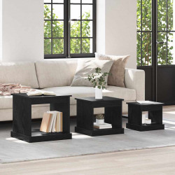Stolik kawowy 3 pcs Czarny Dąb Materiał drewnopochodny