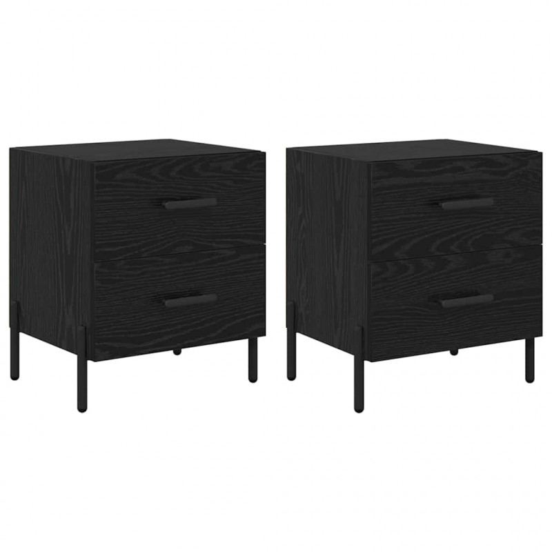 Szafka Nocna z szufladą 2 pcs Czarny Dąb 40 x 35 x 47,5 cm