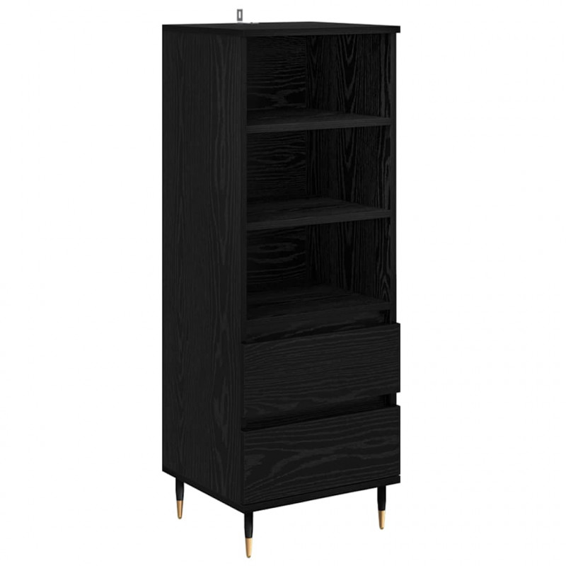 Highboard Czarny Dąb 40 x 36 x 110 cm Materiał drewnopochodny