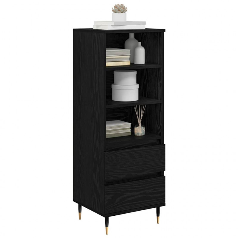 Highboard Czarny Dąb 40 x 36 x 110 cm Materiał drewnopochodny