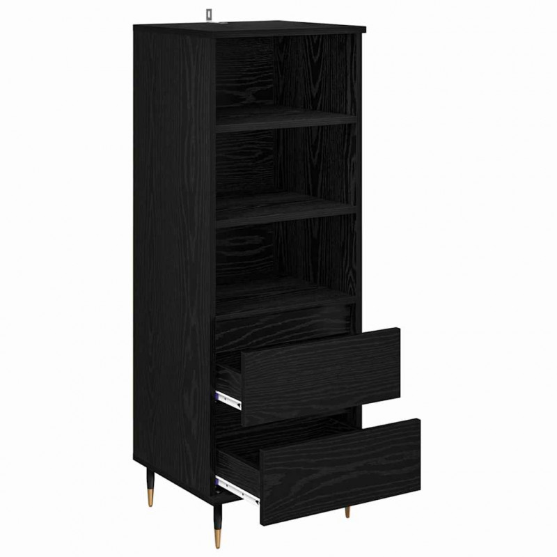 Highboard Czarny Dąb 40 x 36 x 110 cm Materiał drewnopochodny