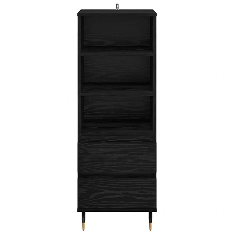 Highboard Czarny Dąb 40 x 36 x 110 cm Materiał drewnopochodny