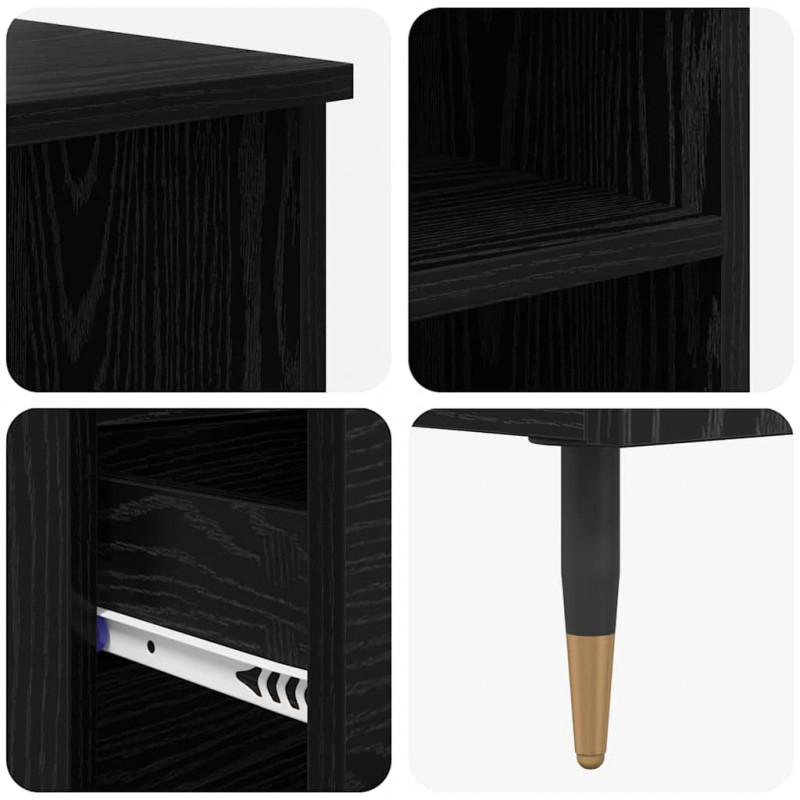 Highboard Czarny Dąb 40 x 36 x 110 cm Materiał drewnopochodny