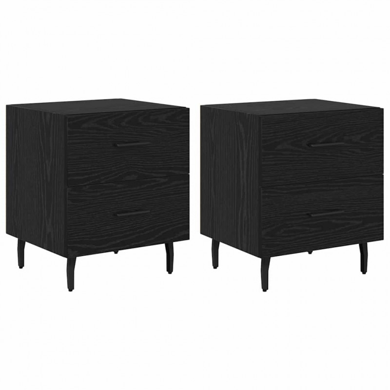 Szafka Nocna z szufladą 2 pcs Czarny Dąb 40 x 35 x 47,5 cm