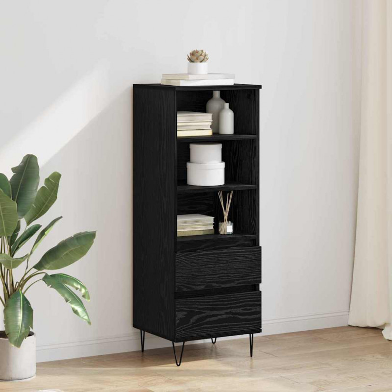 Highboard Czarny Dąb 40 x 36 x 110 cm Materiał drewnopochodny