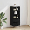 Highboard Czarny Dąb 40 x 36 x 110 cm Materiał drewnopochodny