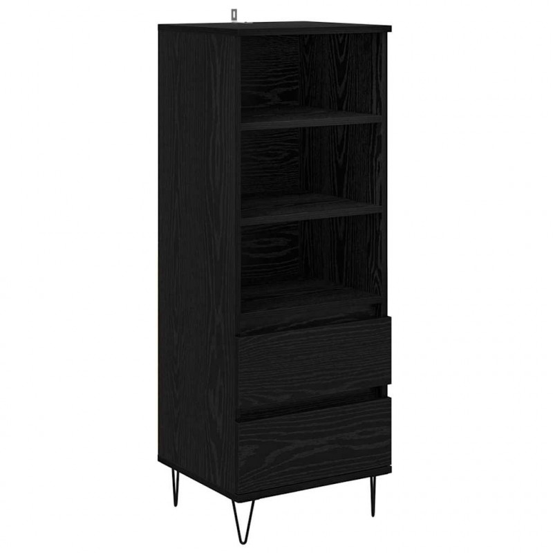 Highboard Czarny Dąb 40 x 36 x 110 cm Materiał drewnopochodny