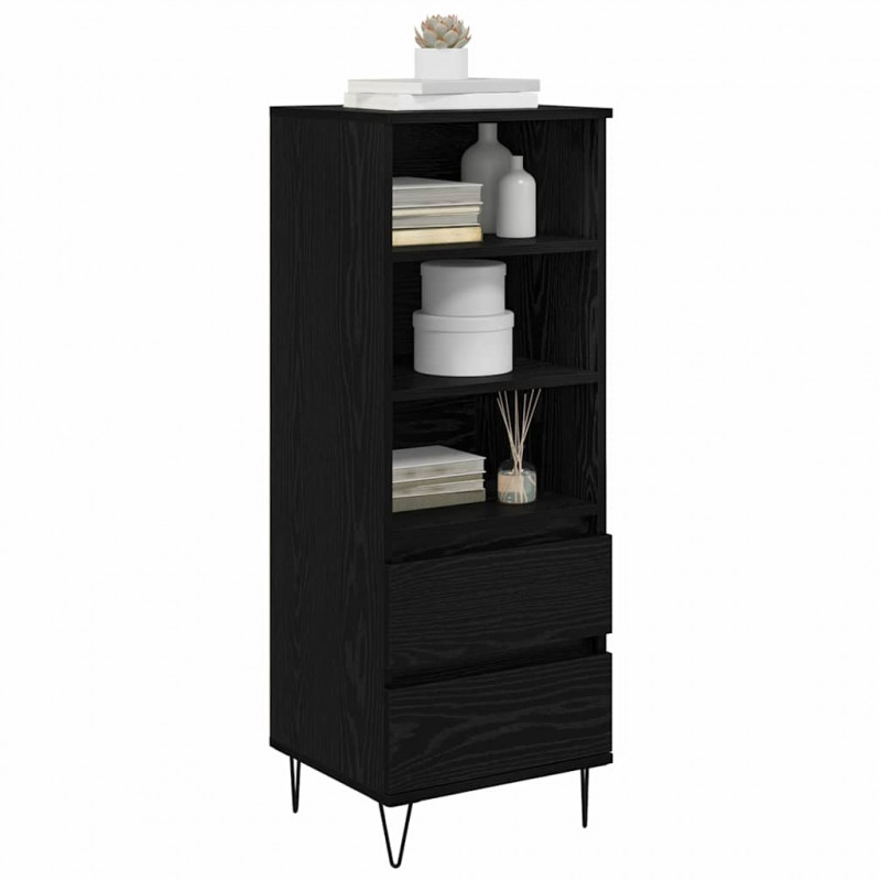 Highboard Czarny Dąb 40 x 36 x 110 cm Materiał drewnopochodny