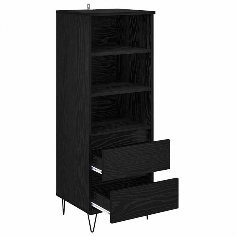Highboard Czarny Dąb 40 x 36 x 110 cm Materiał drewnopochodny