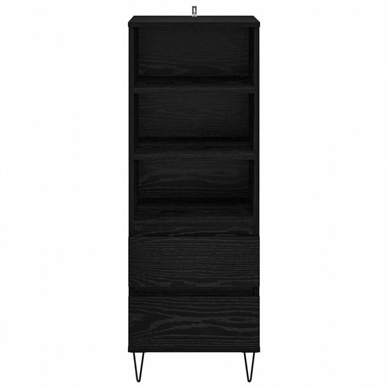 Highboard Czarny Dąb 40 x 36 x 110 cm Materiał drewnopochodny