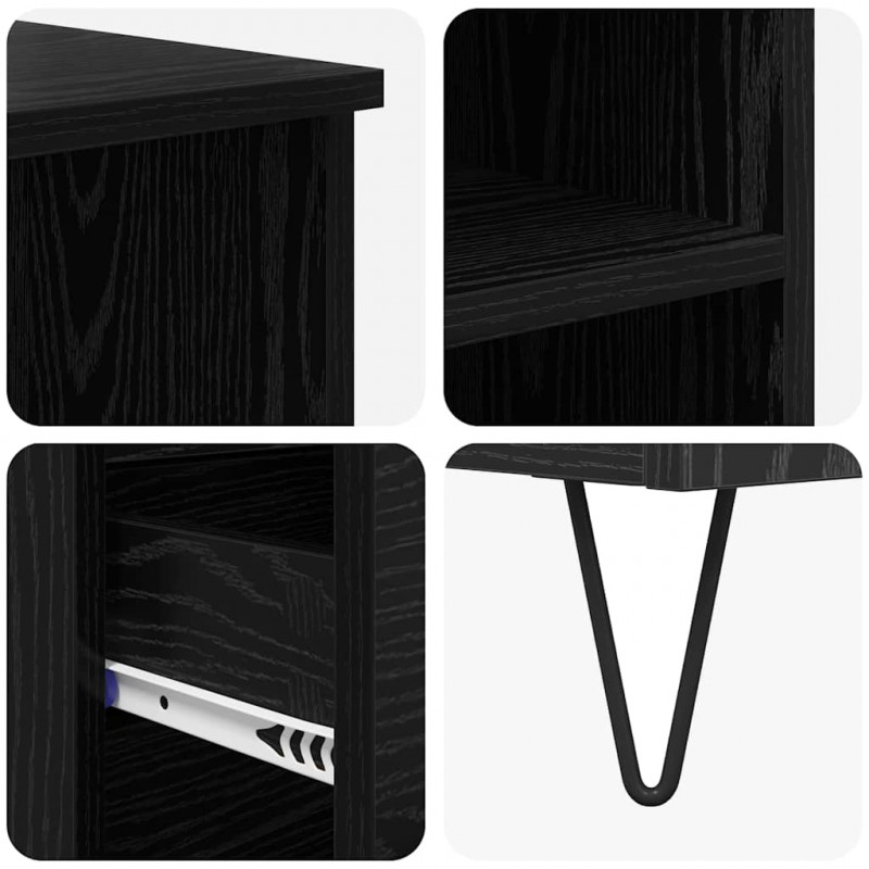 Highboard Czarny Dąb 40 x 36 x 110 cm Materiał drewnopochodny