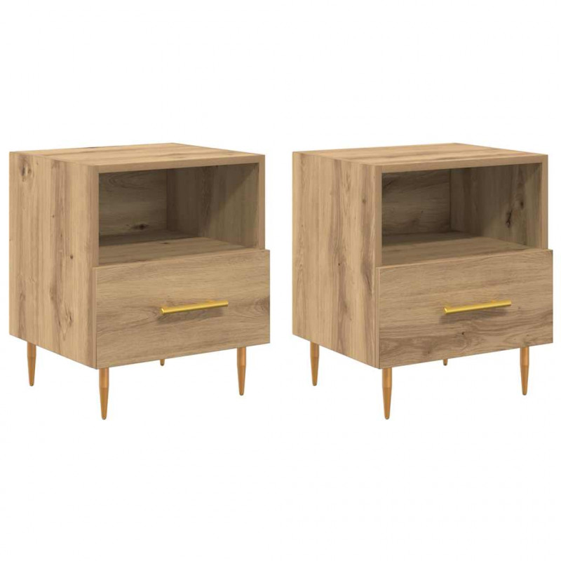 Stolik nocny z szufladą 2 pcs Brązowy 40 x 35 x 47,5 cm