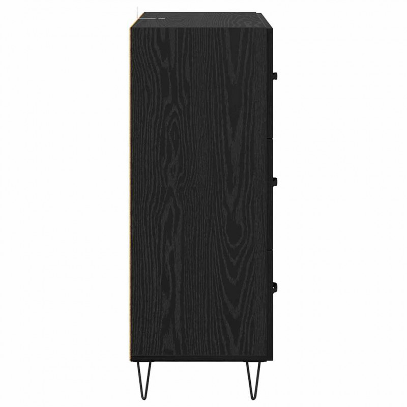 Bufet Czarny Dąb 69,5 x 34 x 90 cm Drewno inżynieryjne i żelazo