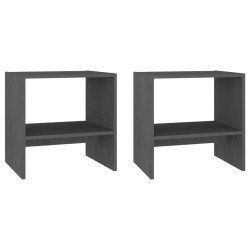 Szafki nocne, 2 szt., szare, 40x30,5x40 cm, lite drewno sosnowe