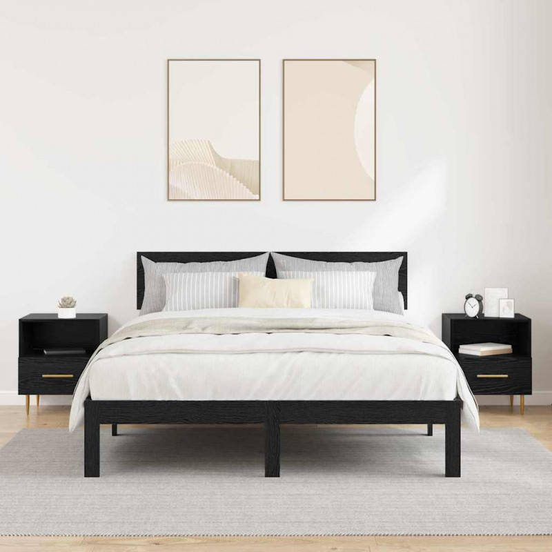 Stolik nocny z szufladą 2 pcs Czarny 40 x 35 x 47,5 cm