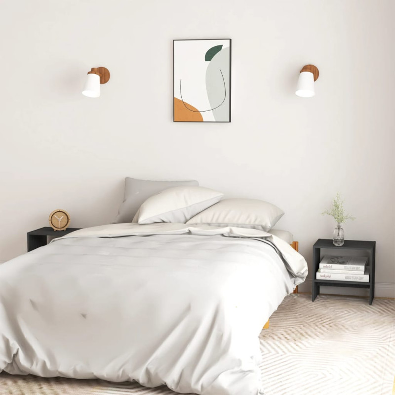 Szafki nocne, 2 szt., szare, 40x30,5x40 cm, lite drewno sosnowe