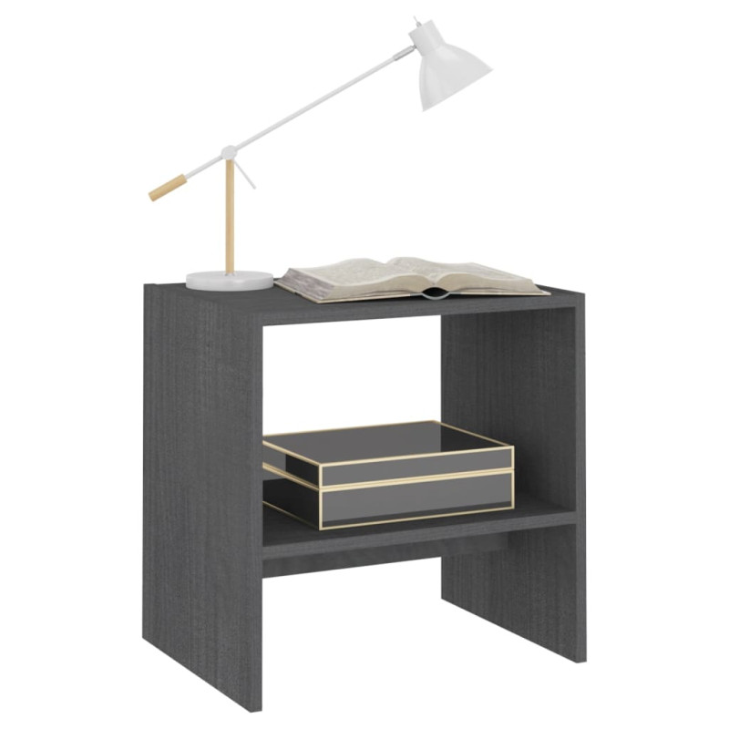 Szafki nocne, 2 szt., szare, 40x30,5x40 cm, lite drewno sosnowe