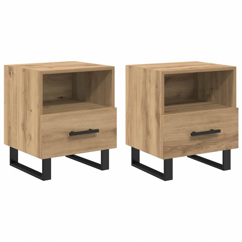Szafka Nocna 2 pcs Dąb rzemieślniczy 40 x 35 x 47,5 cm