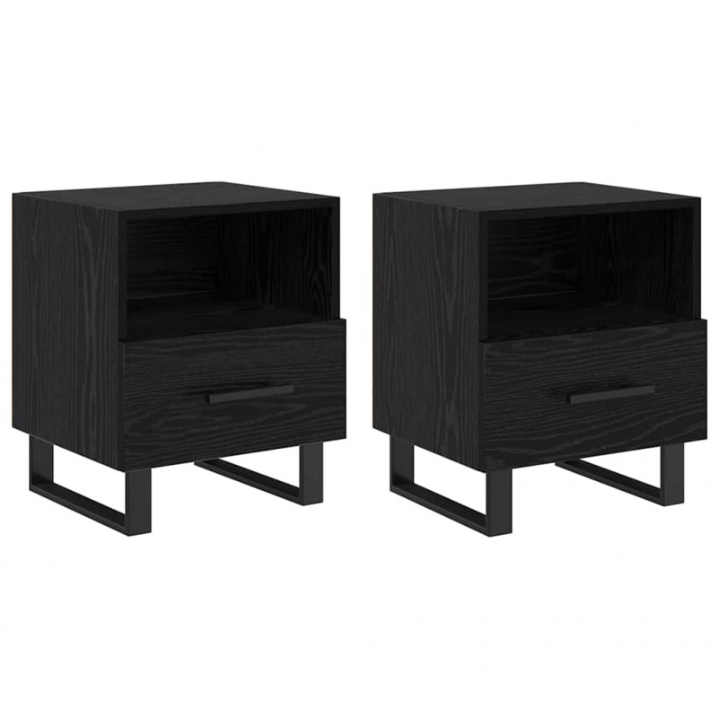 Szafka Nocna z szufladą 2 pcs Czarny Dąb 40 x 35 x 47,5 cm