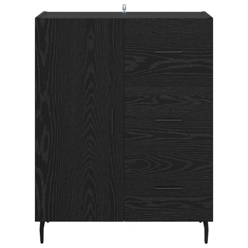 Bufet Czarny Dąb 69,5 x 34 x 90 cm Drewno inżynieryjne i żelazo