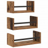 Zestaw półek ściennych z półką 3 pcs Stare drewno 40x16x14cm