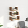 Zestaw półek ściennych z półką 3 pcs Stare drewno 40x16x14cm