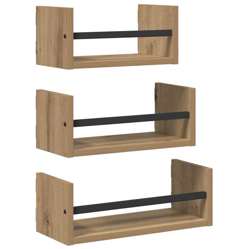 Zestaw półek ściennych 3 pcs Dąb rzemieślniczy 40x16x14cm