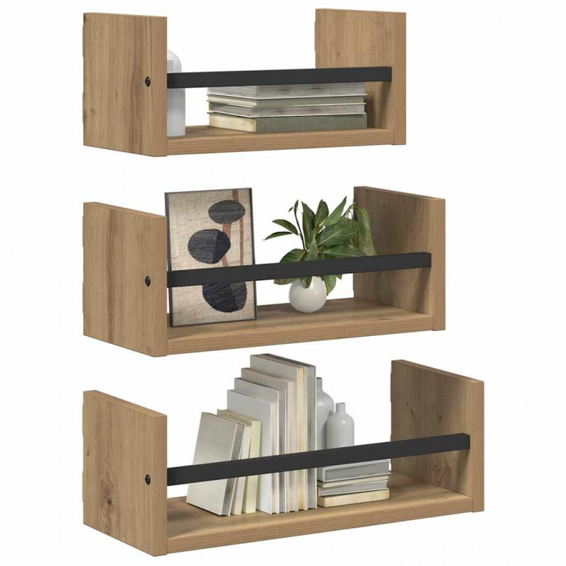 Zestaw półek ściennych 3 pcs Dąb rzemieślniczy 40x16x14cm