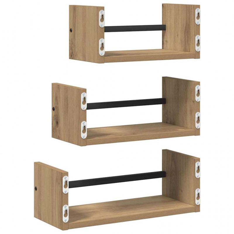 Zestaw półek ściennych 3 pcs Dąb rzemieślniczy 40x16x14cm