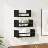 Zestaw półek ściennych z półką 3 pcs Czarny Dąb 40x16x14cm