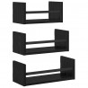 Zestaw półek ściennych z półką 3 pcs Czarny Dąb 40x16x14cm