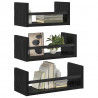 Zestaw półek ściennych z półką 3 pcs Czarny Dąb 40x16x14cm
