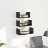Zestaw półek ściennych z półką 3 pcs Czarny Dąb 40x16x14cm