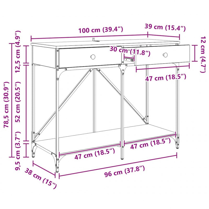 Konsola Stare drewno 100 x 39 x 78,5 cm Materiał drewnopochodny