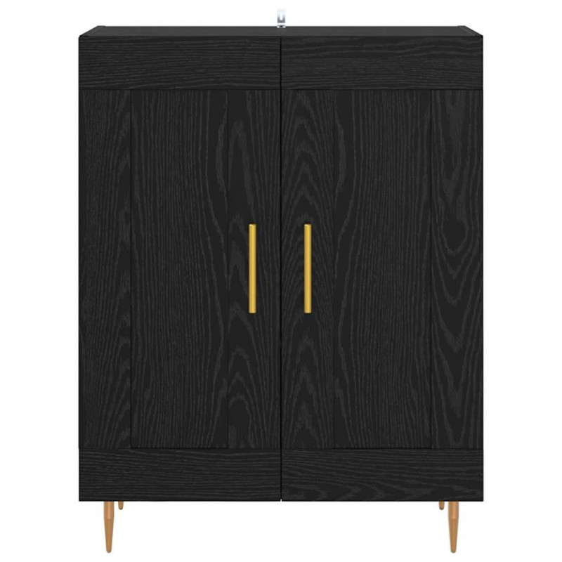Bufet Czarny Dąb 69,5 x 34 x 90 cm Drewno inżynieryjne i żelazo