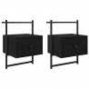 Szafka Nocna z szufladą 2 pcs Czarny Dąb 35 x 30 x 51 cm