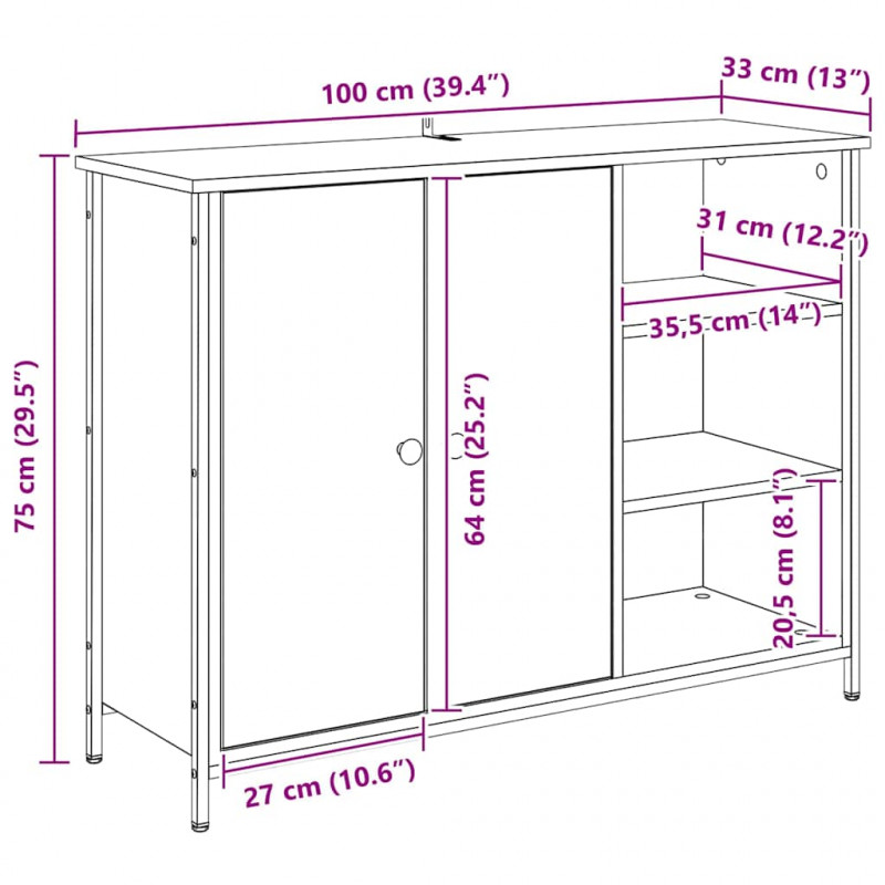 Bufet Stare drewno 100 x 33 x 75 cm Materiał drewnopochodny