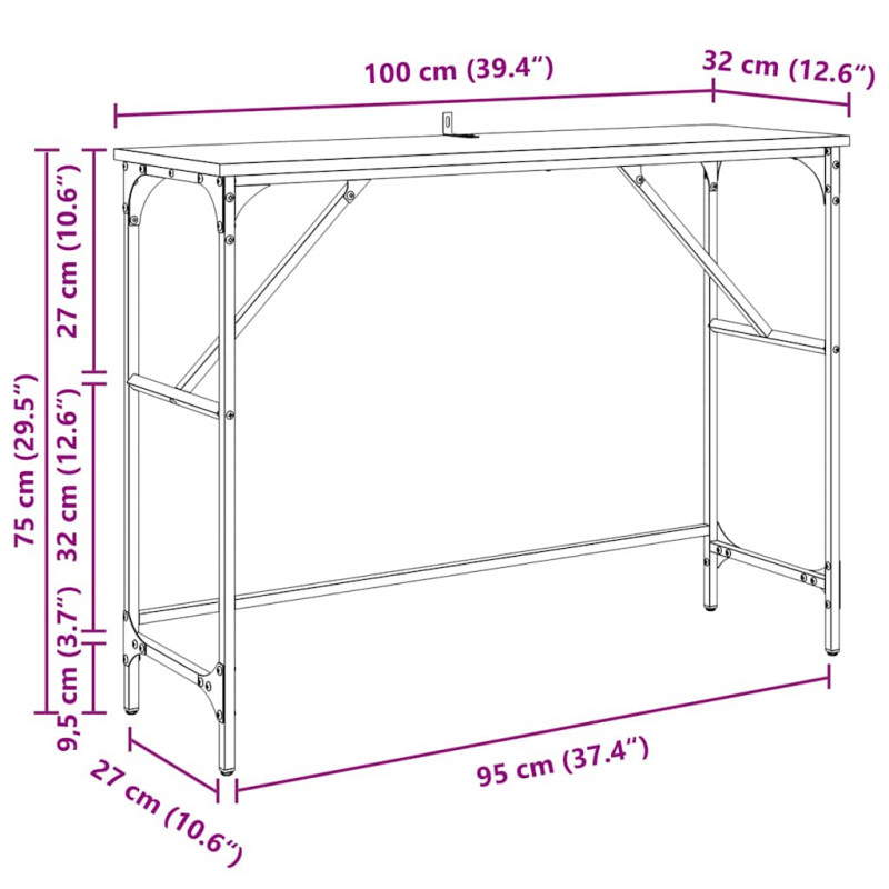 Konsola Stare drewno 100 x 32 x 75 cm Materiał drewnopochodny